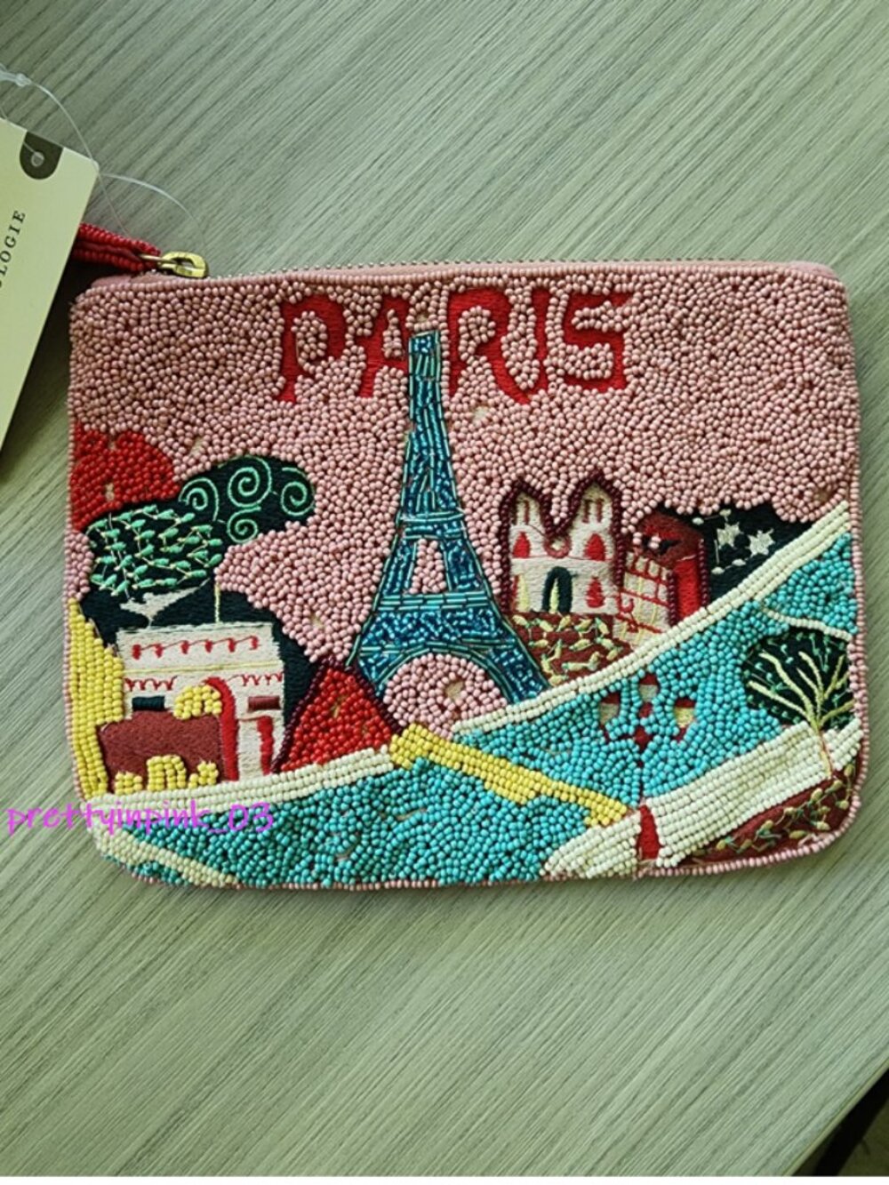 NEW! Anthropologie Beaded City Pouch Bag Paris by Daniella Manini HTF!